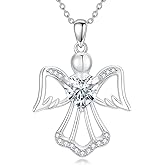Cargari Angel Wings Necklace 925 Sterling Silver Guardian Angel Pendant Necklace for Women Jewelry Gift