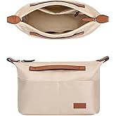 GIVLEFLY Small Purse Organizer Insert with Zipper, Lightweight Handbag Organizer Insert with Handle, Multiple Pockets for Small Items, Bag Organizer Insert for Tote & Handbags，Beige