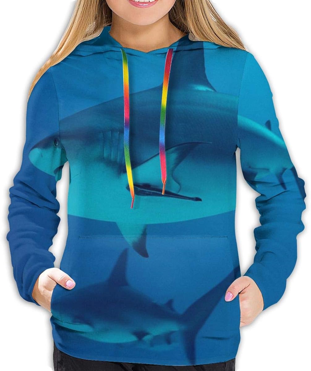Women's Sweater Sharks in Sea Trendy Girl Casual Hooded