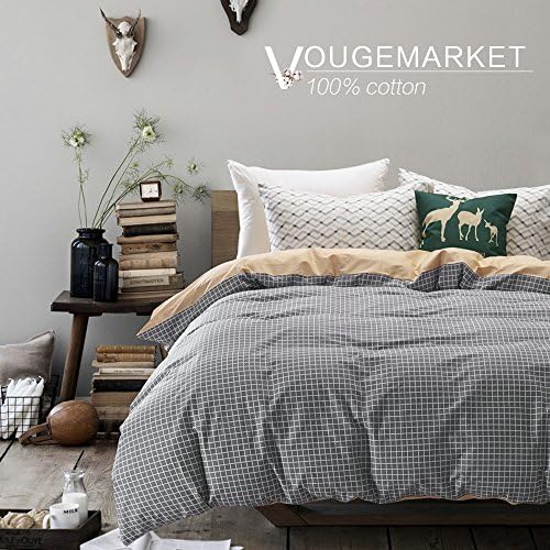 Vougemarket 3 Piece Duvet Cover Set (Queen,King) Duvet Cover with 2 Pillow Shams - Hotel Quality 100% Cotton - Luxurious, Comfortable, Breathable, Soft and Extremely Durable (King, Style4)