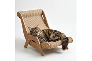 TTG Extra Large Cat Scratching Lounge - Heavy-Duty Solid Wood Cat Scratcher Bed for Indoor Cats - Ergonomic Curved Cat Chair with Durable Natural Sisal - Modern Furniture Protector, XL Size
