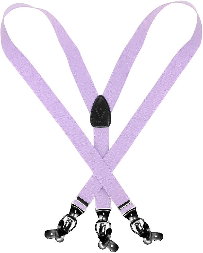 Men's LAVENDER Purple SUSPENDERS Y Shape Back Elastic Button & Clip Convertible at Amazon Men’s