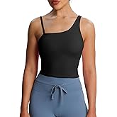 Aoxjox Women's Workout Sports Bras One Shoulder Astoria Longline Tank Fitness Training Gym Yoga Crop Tanks
