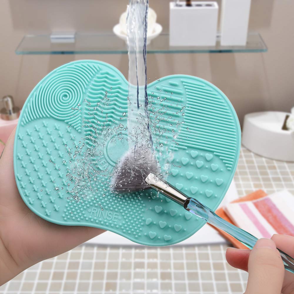 Tenmon Makeup Brush Cleaning Mat, Silicone, Suction Cup Portable Makeup Brush Cleaning Tool, 2 Colors, Small (Green): Beauty