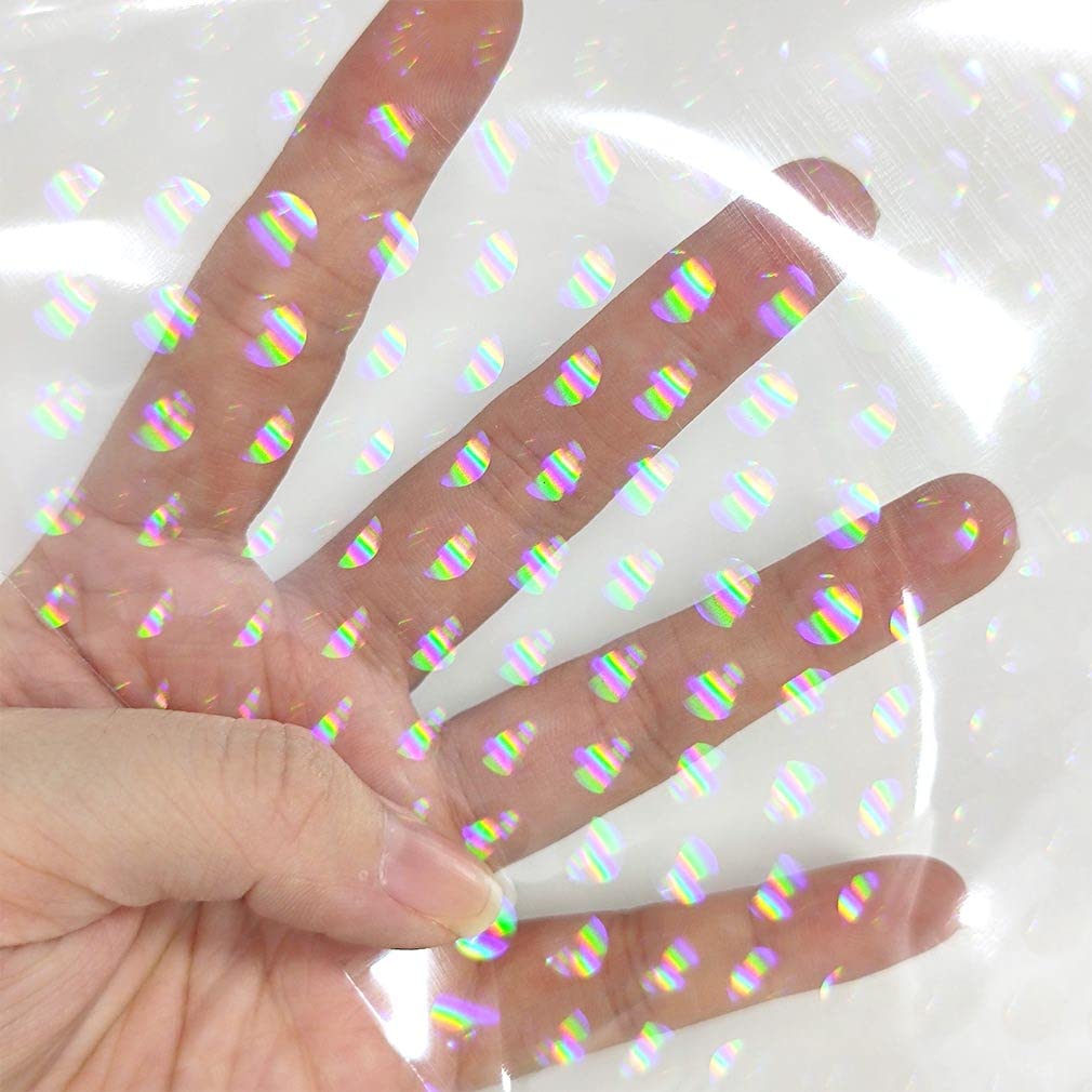 XHT Holographic Clear PVC Vinyl, 30 x 135 cm Iridescent Laminate Transparent Waterproof Vinyl Film (Small Gem)