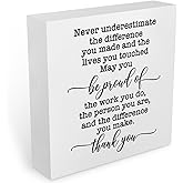 Inspirational Retirement Gift Office Supplies Rustic Desk Decor White Wooden Box Sign Positive Thank You Farmhouse Wood Plaque Coworker Leaving Cubicle Accessories Home Shelf Decorations