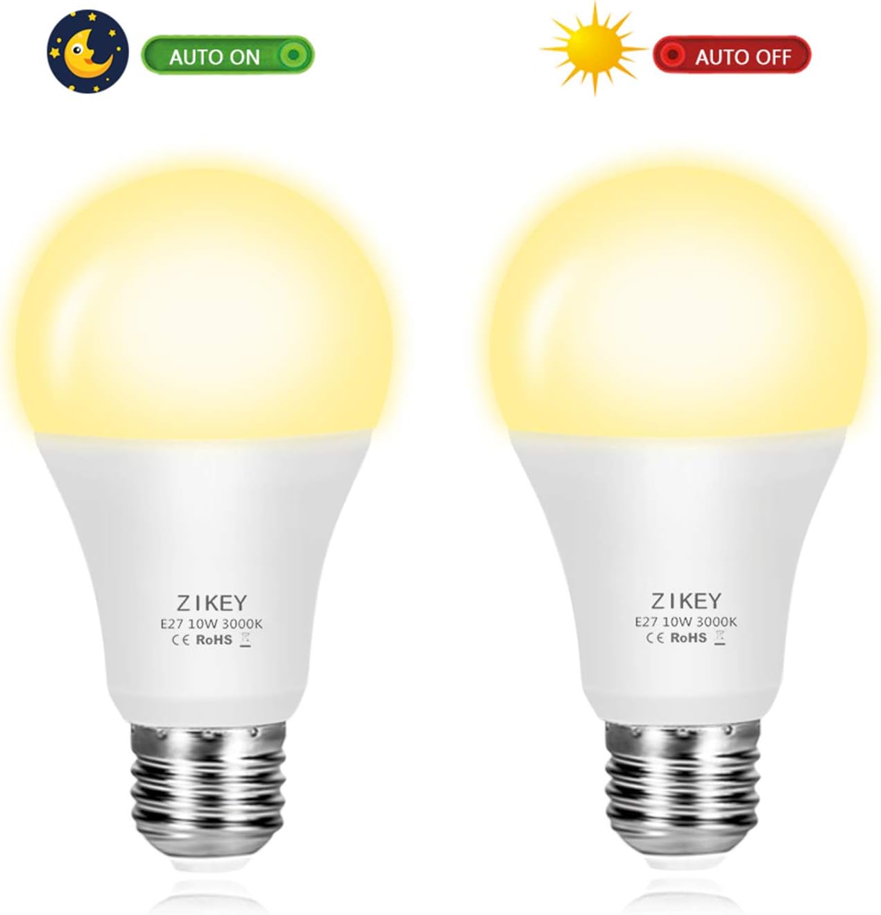 Lampadina Con Sensore, 7W E27 Lampadina LED Con Sensore Crepuscolare Luce Notturna Con Automatico Interno Esterno Bianco Caldo 2700k Illuminazionea Per Veranda Corridoio Patio