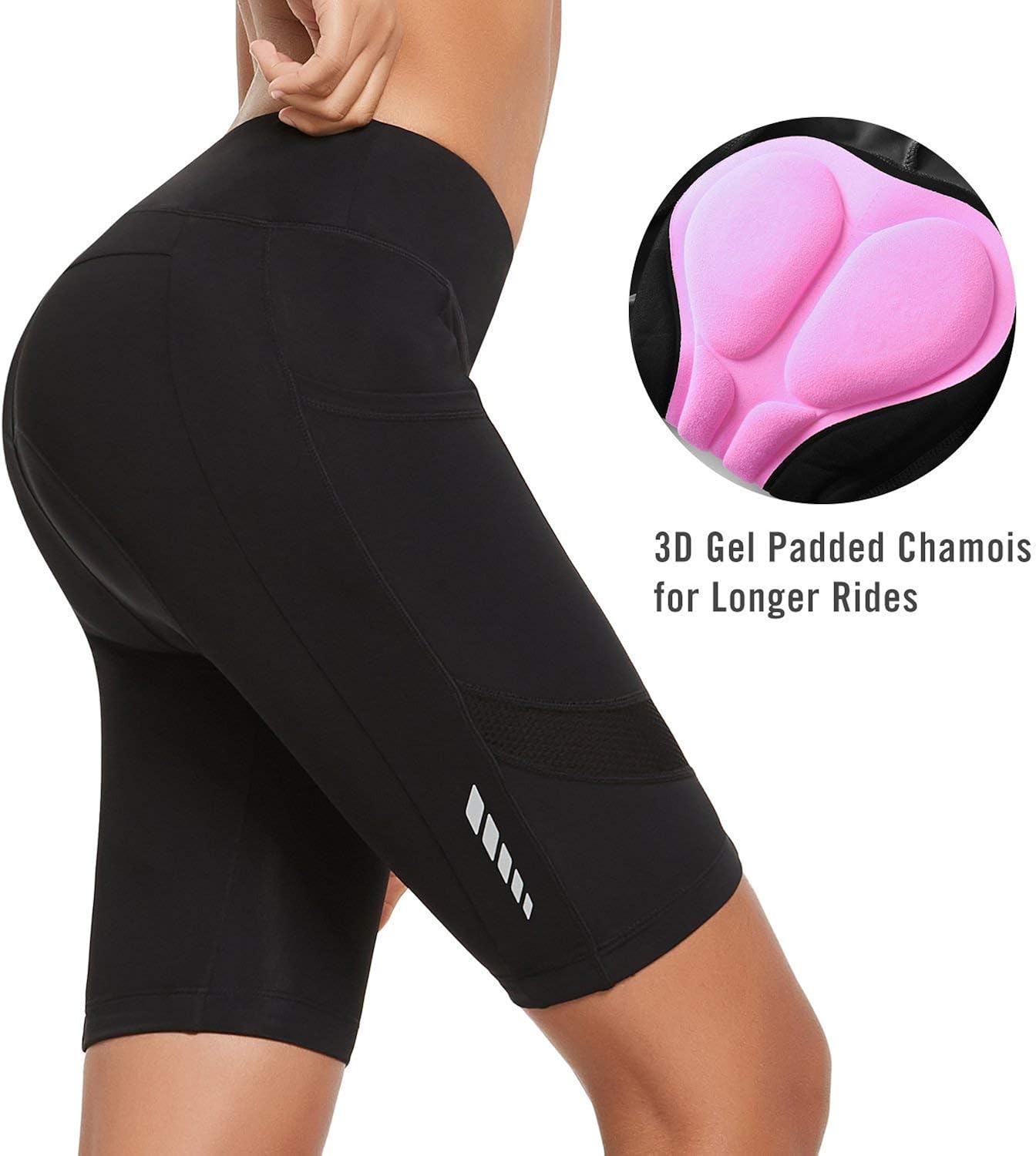 BALEAF Womens Bike Shorts 3D Gel Padded Wide Waistband UPF 50+ for Cycling, Spinning, Road Bike: Clothing