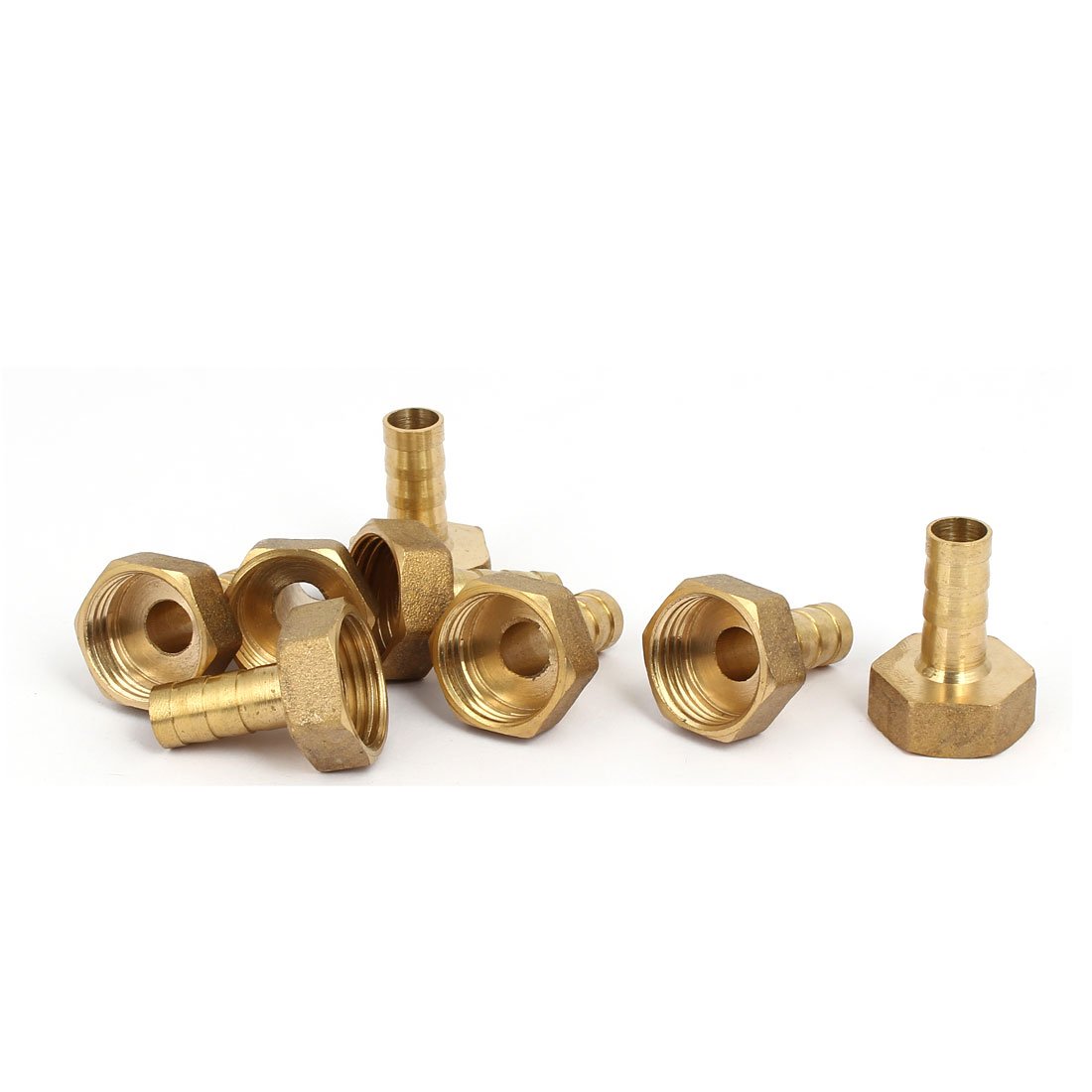Sourcingmap G1/2 Female Thread 10mm Dia Hose Brass Barb Pipe Connectors Joint Fittings 8pcs