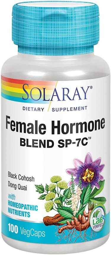 Solaray Female Hormone Blend SP-7C | W/Black Cohosh, Dong Quai, Passion Flower, Wild Yam & More | 100 VegCaps, 50 Serv.: Health & Personal Care
