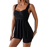 B2prity Tankini Swimsuits for Women Tummy Control Two Piece Modest Bathing Suits Floral Skirt Top with Boyshorts