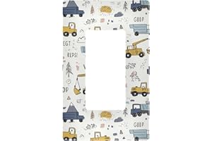 PFREWN Cute Cars Truck Tractor Wall Plate Cover Size 3-Gang 4.6" x 6.5" Single Rocker Switch Plates Kids Boys Decorative Nursery Teen Toddler Game Room Bedroom Bathroom Decor