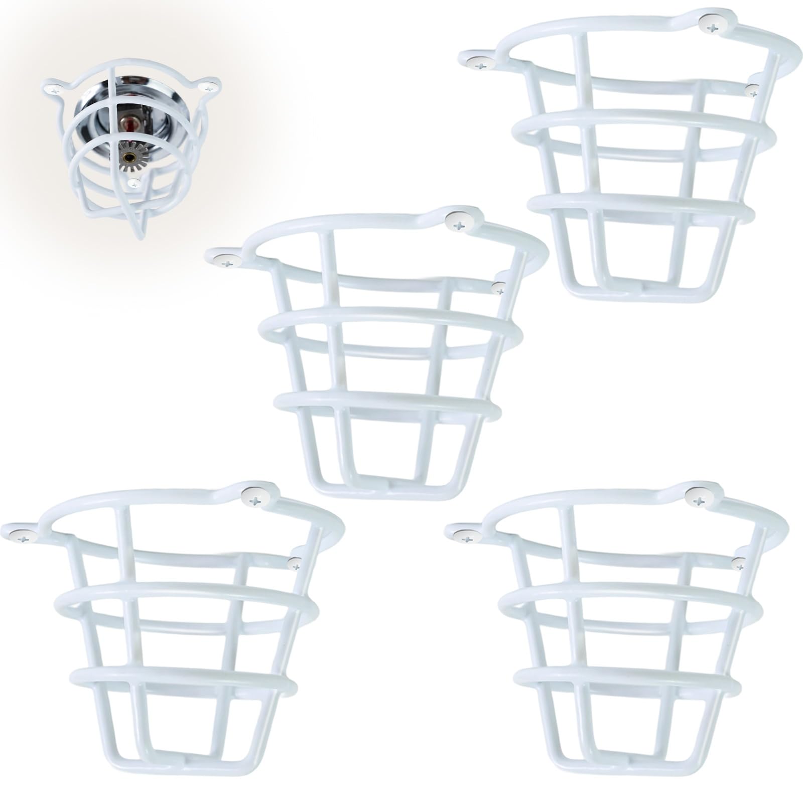 Photo 1 of (4 Pack) TunaMax White Fire Sprinkler Head Cover Cage Guard Protector for Both 1/2" & 3/4" Sprinkler Head for Flush Mount & Side Wall & Pendent Fire Heads Fire Sprinkler Covers for Ceiling