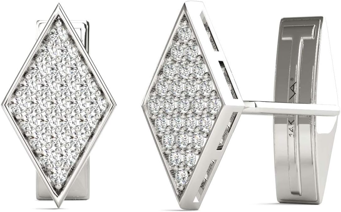 VAARYA1.00 Ctw GH/SI1-SI2 IGI USA Certified 14K White Gold Natural Diamonds Cufflinks