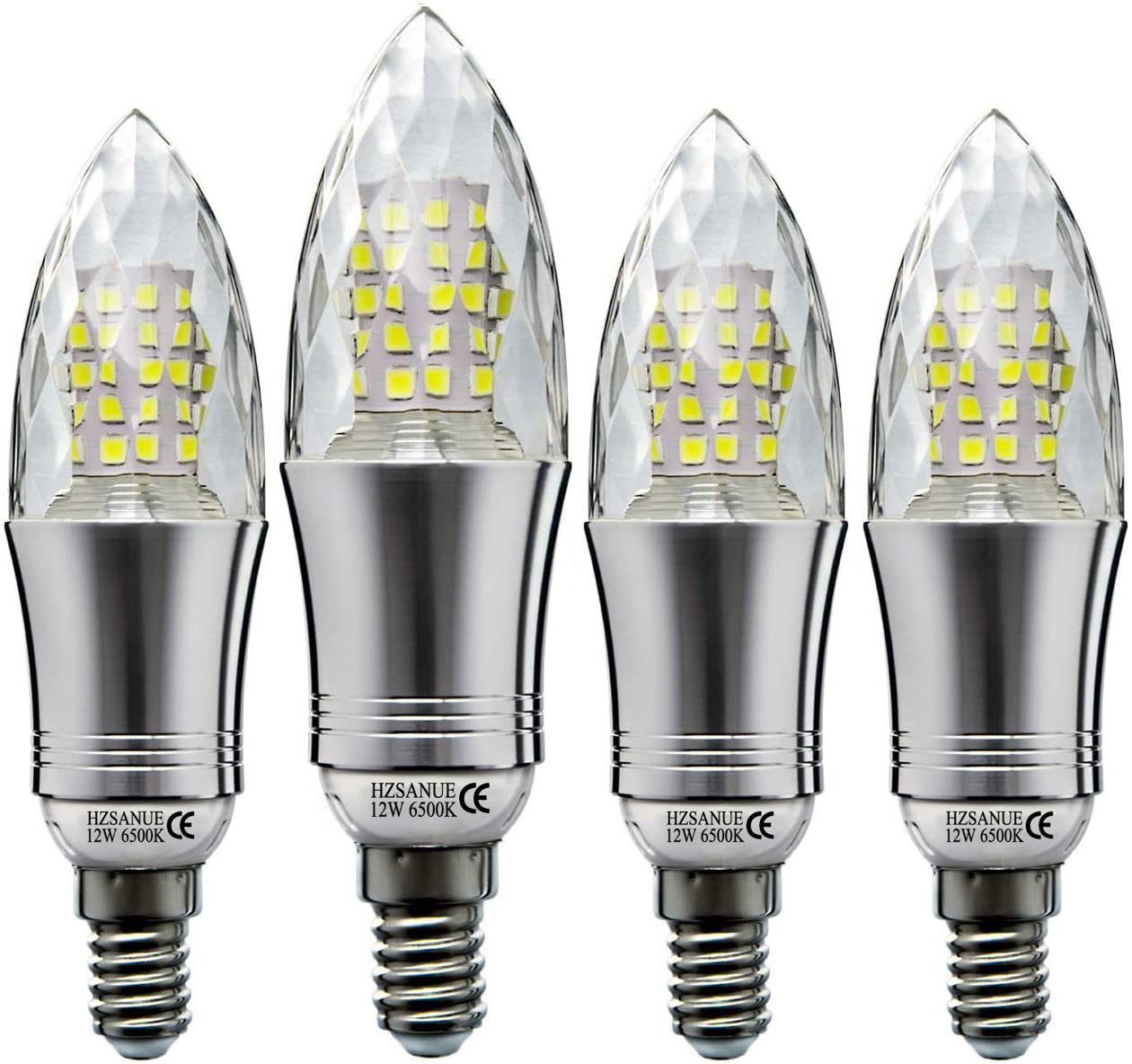 HZSANUE E14 LED Candle Bulbs 12W, 6500K Daylight White, 1350Lm,E14 SES Small Edison Screw Candle Light Bulb, 100W Incandescent Bulbs Equivalent,Not Dimmable,4 Pack โ image 1