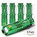Mikafen 5 Pack Mini Cree Q5 LED Flashlight Torch 7w 300lm Adjustable Focus Zoomable Light (Green)