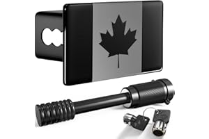 TOEASYTY Canada Flag Metal Hitch Cover for 2 Inch Receivers (with 5/8-Inch Pin Diameter Trailer Hitch Lock, Black)