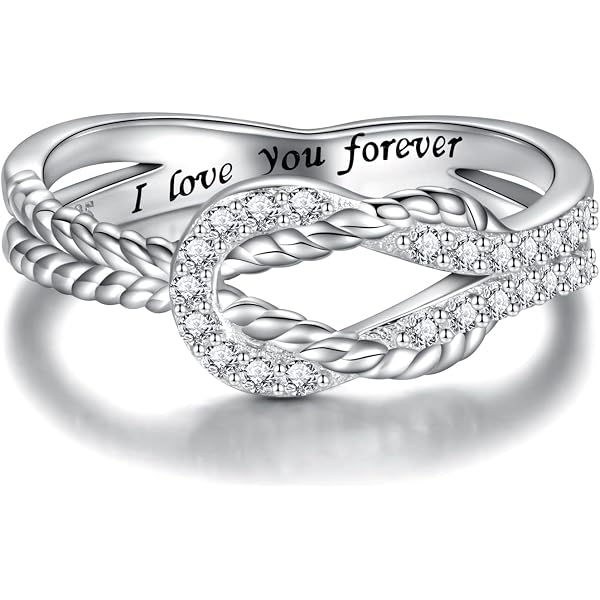 Sterling Silver Mother Daughter Knot Ring - Engraved 'I Love You Forever' Gift For Mom, Birthday, Christmas - View #12