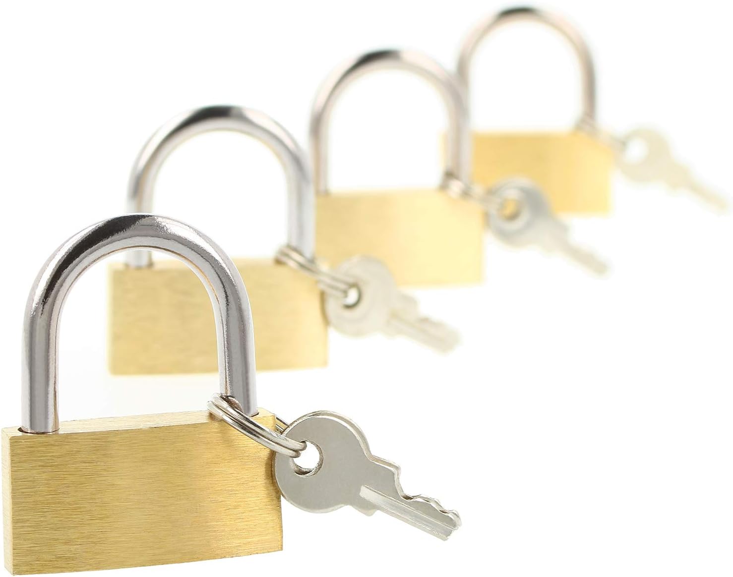 com-four® 4x Padlock made of brass - Padlock with 2 keys - Security lock for household, leisure, work - Image 4