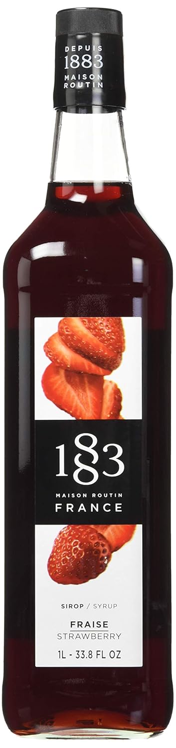 1883 Maison Routin - Strawberry Syrup - Made in France - Glass Bottle | 1 Liter (33.8 ounces)