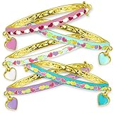 Enamel Girls Bracelets with Heart Charm 18kt Gold Plated Bangle Bracelets- Fashion Jewelry for Girls
