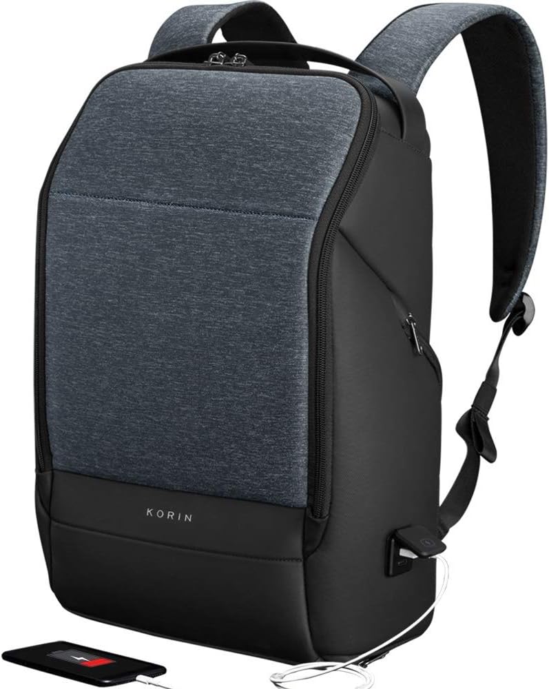 KORIN FlexPack Pro - Multifunctional Flexibility Anti-Theft Travel Backpack 15.6 inch Laptop Bag with 2.0 USB Charging Port Large Capacity Waterproof TSA Laptop Bag for Women and Men