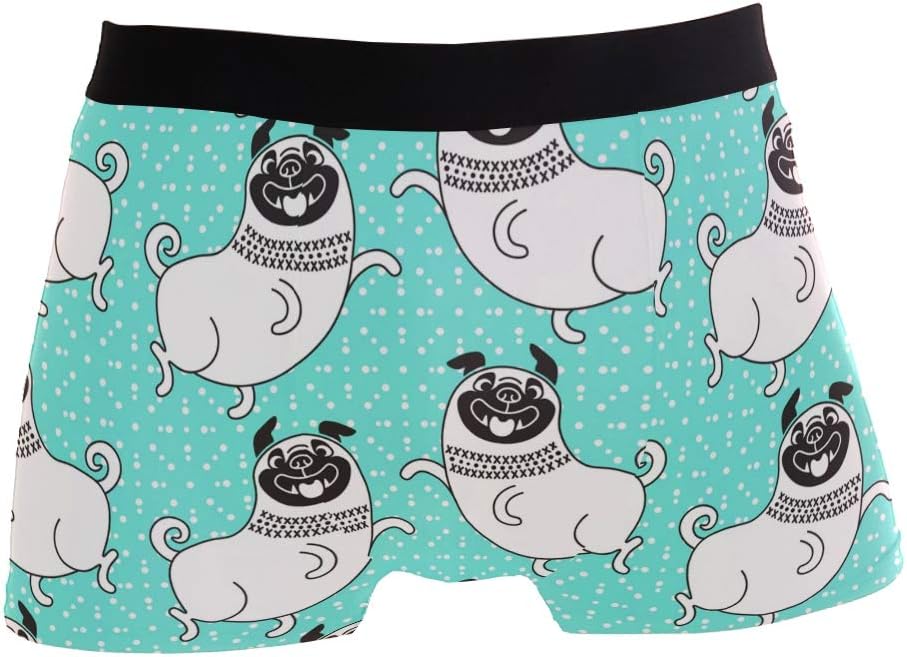 Boxer Briefs Men's Underwear, Funny Pug Dog Trunks for Men