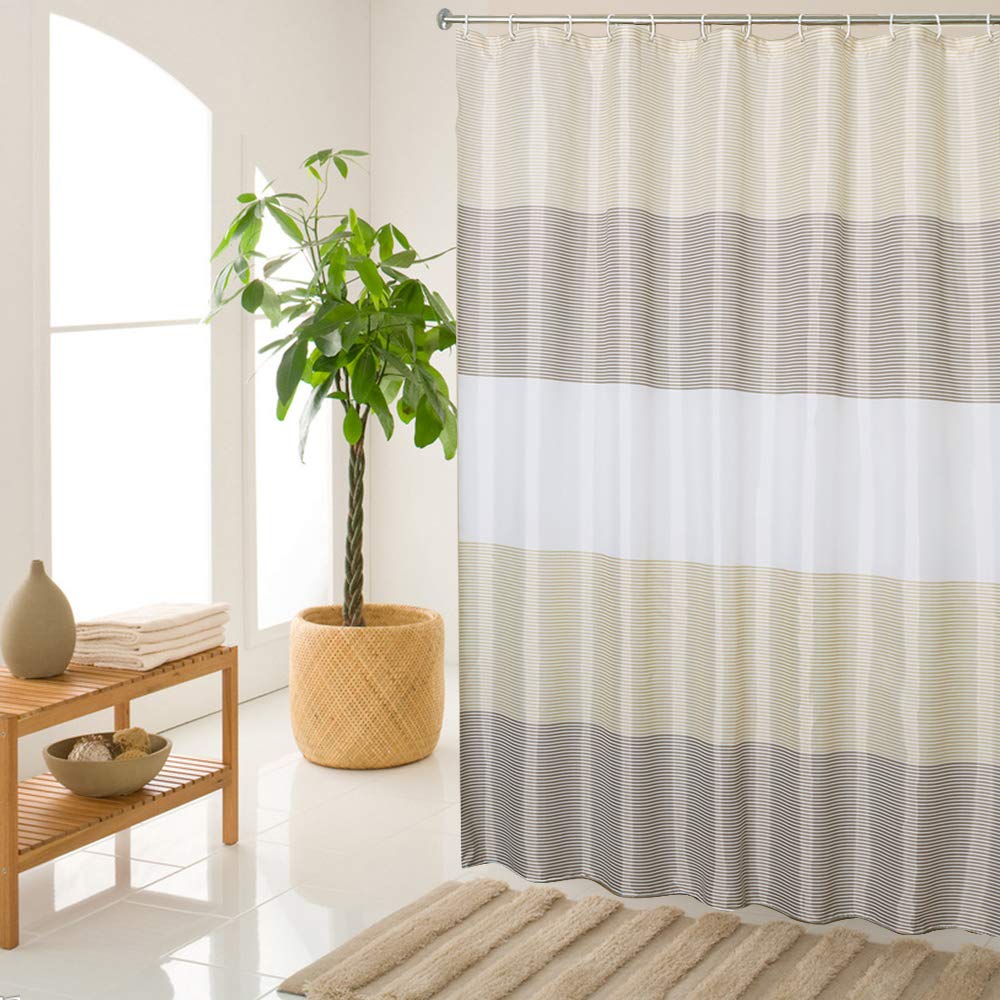 SHE'S HOME Fabric Beige Shower Curtains for Bathroom