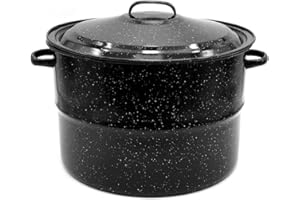 Starfrit 19.9L (21Qt) Carbon Steel Stockpot with Canning Rack and Lid - Enameled Exterior - Oven Safe - PFOA & PFAS Free - Ea