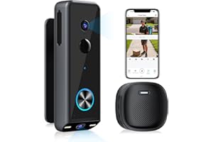 Doorbell Camera Wireless,2K HD Dual Cameras &Head-to-Toe View,Battery Powered/Wired Video Door Bell with Chime,No Subscriptio