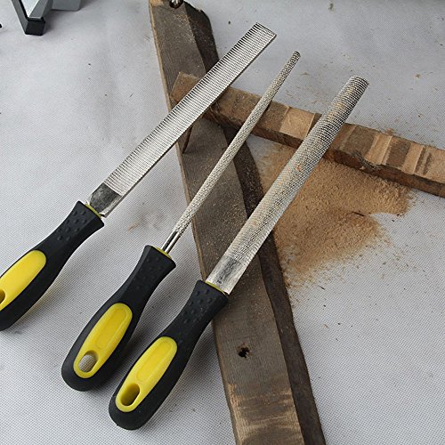 3 Piece 8" Wood Rasp Files set with Rubber Grip Great Coarse Metal Files Set for Woodworking Soft Stuffs Filing DIY Tools