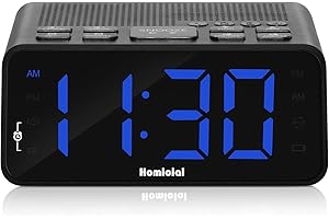 Homicial Digital Alarm Clock Radio with AM/FM Radio, Multi-Colors 1.4” LED Digits, Preset, Sleep Timer and Clear Display with Dimmer for Bedroom Bedside, Battery/Plug-in Powered