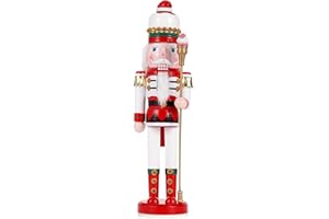Tpudn Christmas Decorations Nutcracker Ornament,15 inch Wooden Traditional Nutcracker,Festive Collectible Christmas Nutcracker Party Tabletop Thanksgiving Decor(Strawberry)