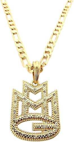 Crescendo Sj Inc New Iced Out Mmg Maybach Music Group Pendant 24 Figaro Chain Necklace Msp284g Amazon Com
