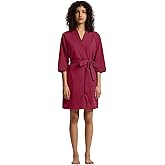 SIORO Women's Waffle Knit Lightweight Robe, Short Kimono Bathrobe with Pockets, Soft 3/4 Sleeve Loungewear for Spa & Summer