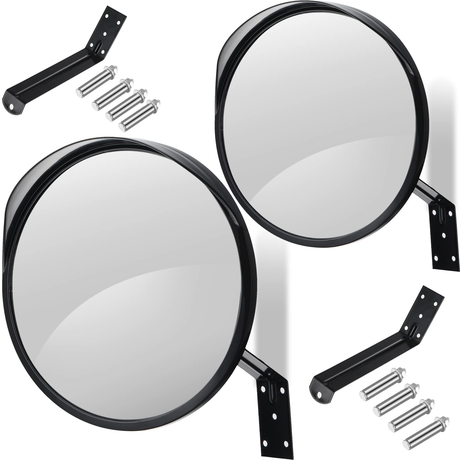 Photo 1 of 2 Pieces Acrylic Convex Mirror 12 Inch Outdoor Security Corner Mirror with Adjustable Fixing Bracket Clear Safety Mirrors for Driveway Parking Garage Warehouse Indoor Blind Spot