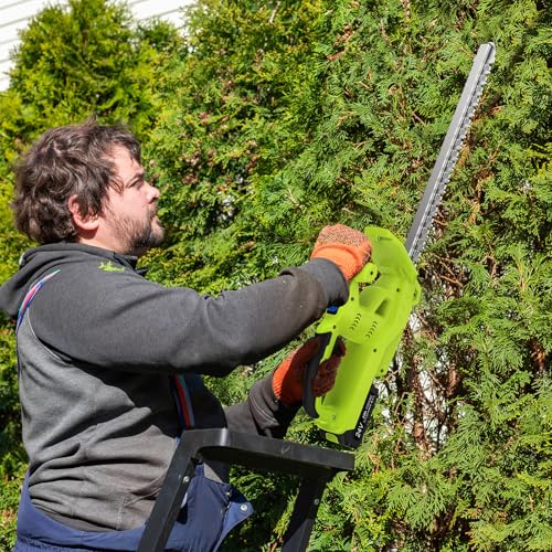 VOERJIA Hedge Trimmer Battery 21V, Cordless Electric Hedge Trimmer with 2 x 2000 mAh Batteries, 750 W Motor, Double Blade 50 cm, Electric Branch Cutter, Hedge Shears for Garden and Shrubs