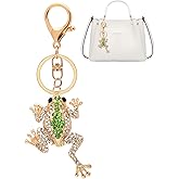 Liobelon Frog Keychain Crystal Rhinestone Sparkling Keychain Cute Keychain Bag Pendant Handbag Purse Charm for Women Girls