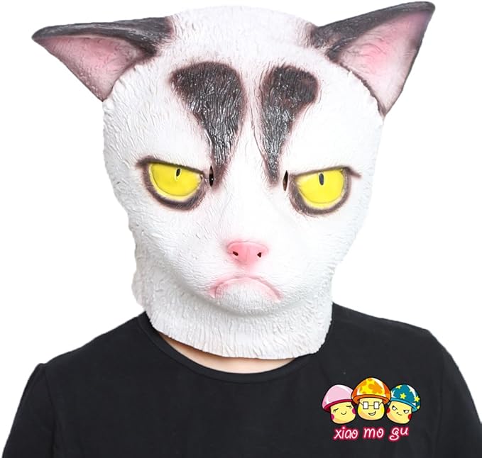 XIAO MO GU(TM) Grumpy Cat Mask Halloween Costume Party Latex Animal