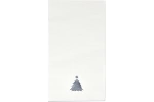 GIFT BOUTIQUE 100 Christmas Tree Guest Napkins Holiday Disposable Paper Napkin Silver White Trees Dinner Hand Napkins Towels for Home Dinner Buffet Winter Xmas Decorative Tableware Party Supplies Decorations