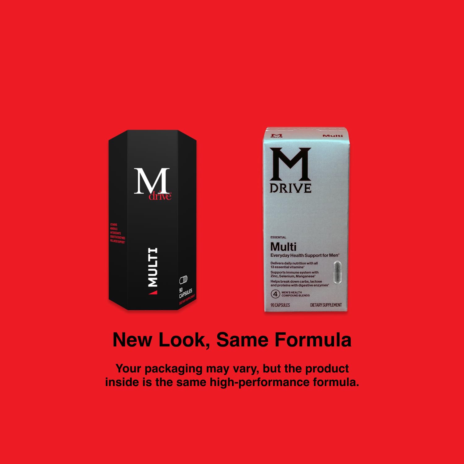 Mdrive Multivitamin for Men, Daily Multivitamin - Immune Health Support from Zinc, Selenium, Manganese & Vitamin D, Enzymes for Digestive Support, CoQ10 for Energy and Vitamin K2, 90 Capsules