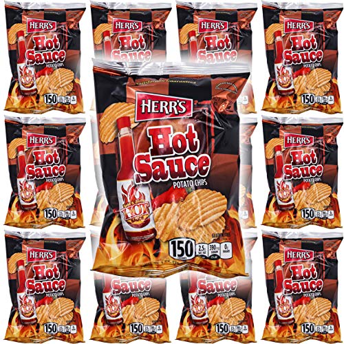 HERR'S Bold & Zesty Texas Pete Hot Sauce Potato Chips, 1oz Bag (Pack of