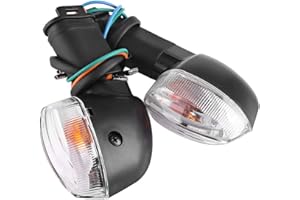 Motorcycle Turn Signal Lights Compatible with YZF R1 R6 FZ1 FZ6 – 12V LED Amber Indicator Lamps with White Lens, Waterproof A