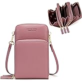 myfriday Small Leather Crossbody Bag for Women with Guitar Strap Mini Crossover Bags & Shoulder Purses with 2 Card Slots