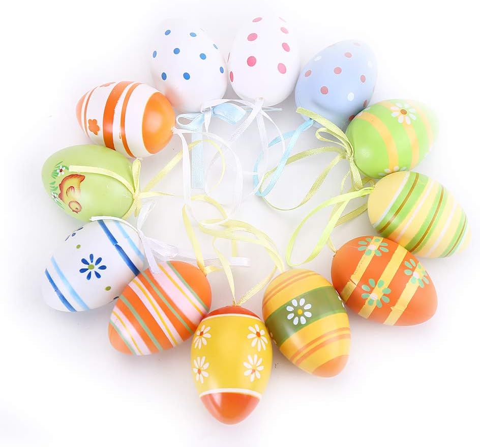 CCINEE 12 Assortment Easter Eggs Hanging Ornaments Easter Decoration