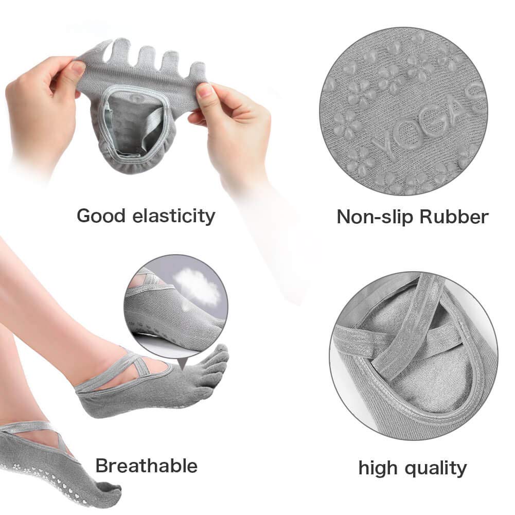 Clean Dell Yoga Socks for Women Non-Slip Grips & Straps, Ideal for Pilates, Pure Barre, Ballet, Dance, Barefoot Workout