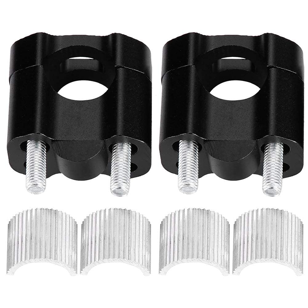 2Pcs 28mm Aluminum Alloy Motorcycle Handlebar Riser Clamps Handle Bar Mounting Clamps Adaptor (Black)