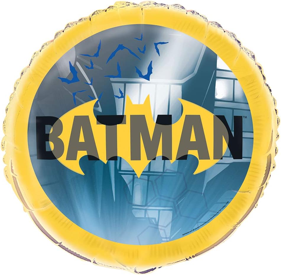Yellow Batman Round Foil Balloon (45cm) - Perfect for Birthday Decor Themed Parties, & Events - 1 Pc, Multicolor, Large