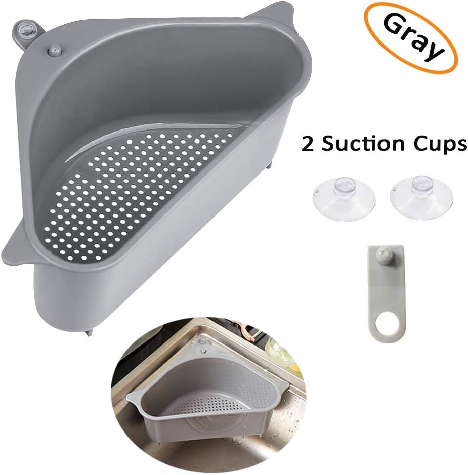 Sink Drains Strainers, Triangular Sink Basket Shelf With Suction Cup