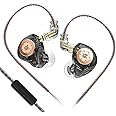 keephifi KZ EDX Pro in Ear Monitor with Mic Wired Headphones HiFi Stereo Stage Wired Earphone Dual DD IEM Earphones Earbuds with Detachable Cable for Musicians Audiophiles (Black, with Mic)